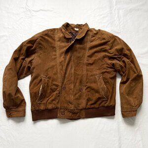 Vintage Neiman Marcus suede leather jacket brown bomber size 44 mens 90s